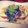 Business lunch: poached eggs with avocado and cottage cheese at Greenwoods