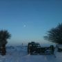 Dusk on Exmoor last evening, clear wintery sky and a near full moon. Today by contrast, freezing fog.