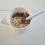 Tijd voor een post workout drankje na mijn shuttle en krachttraining: warme amandeldrink, cacaopoeder, cacaonibs en vanille eiwitpoeder #postworkoutpost #hersteldrankje #inperfecteconditie