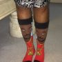 My wife getting ready to rock her BDK Stance socks.