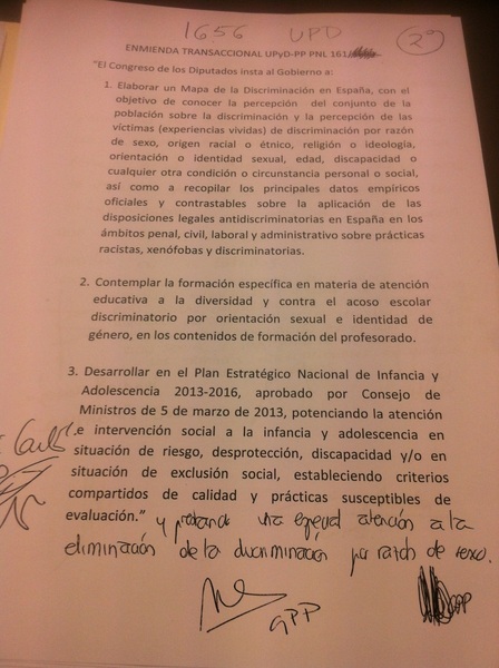 Aquí el texto que hemos negociado con PP para prevenir el acoso escolar homofóbico y transfóbico
Nadie votó en contra