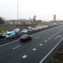 Kettingbotsing met 13 auto's op A1. Lijkt vooral materiële schade. #rtvoost