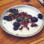 Indian cocos mousse with sweet drizzle and black berries. 😍