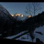 The sun, moon and the snow covered mountains, as seen from my balcony...